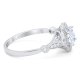 Vintage Style Round Natural Stone Wedding Ring