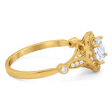 Vintage Style Round Natural Stone Wedding Ring