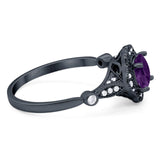 Vintage Style Round Natural Stone Wedding Ring