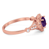 Vintage Style Round Natural Stone Wedding Ring