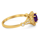 Vintage Style Round Natural Stone Wedding Ring