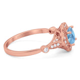 Vintage Style Round Natural Stone Wedding Ring