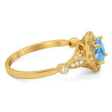 Vintage Style Round Natural Stone Wedding Ring