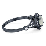 Vintage Style Round Natural Stone Wedding Ring