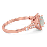 Vintage Style Round Natural Stone Wedding Ring