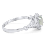 Vintage Style Round Natural Stone Wedding Ring