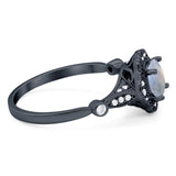 Vintage Style Round Natural Stone Wedding Ring