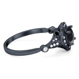 Vintage Style Round Natural Stone Wedding Ring