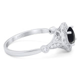 Vintage Style Round Natural Stone Wedding Ring