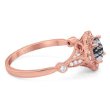 Vintage Style Round Natural Stone Wedding Ring