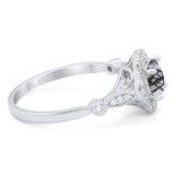 Vintage Style Round Natural Stone Wedding Ring