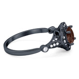 Vintage Style Round Natural Stone Wedding Ring