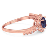 Art Deco Round Natural Stone Flower Ring