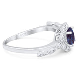 Art Deco Round Natural Stone Flower Ring