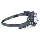 Art Deco Round Natural Stone Flower Ring