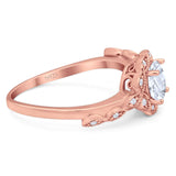 Art Deco Round Natural Stone Flower Ring