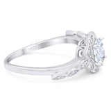 Art Deco Round Natural Stone Flower Ring