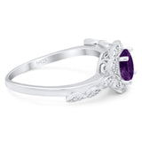 Art Deco Round Natural Stone Flower Ring