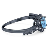 Art Deco Round Natural Stone Flower Ring