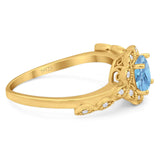 Art Deco Round Natural Stone Flower Ring