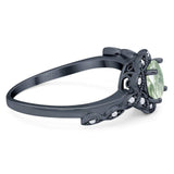 Art Deco Round Natural Stone Flower Ring