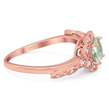 Art Deco Round Natural Stone Flower Ring