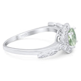 Art Deco Round Natural Stone Flower Ring