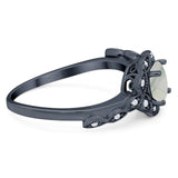 Art Deco Round Natural Stone Flower Ring