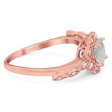 Art Deco Round Natural Stone Flower Ring