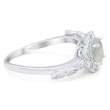 Art Deco Round Natural Stone Flower Ring