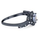 Art Deco Round Natural Stone Flower Ring