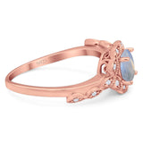 Art Deco Round Natural Stone Flower Ring