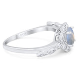 Art Deco Round Natural Stone Flower Ring