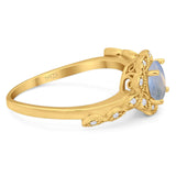 Art Deco Round Natural Stone Flower Ring