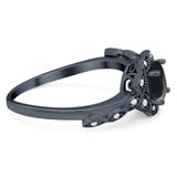 Art Deco Round Natural Stone Flower Ring