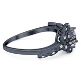 Art Deco Round Natural Stone Flower Ring