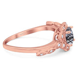 Art Deco Round Natural Stone Flower Ring