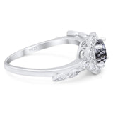 Art Deco Round Natural Stone Flower Ring