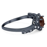 Art Deco Round Natural Stone Flower Ring