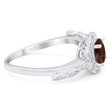 Art Deco Round Natural Stone Flower Ring