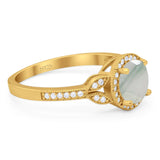 Art Deco Ring Round Natural Stone Beaded Ring