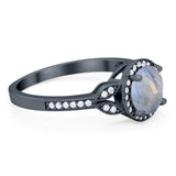 Art Deco Ring Round Natural Stone Beaded Ring