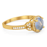 Art Deco Ring Round Natural Stone Beaded Ring