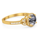 Art Deco Ring Round Natural Stone Beaded Ring