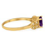 Art Deco Round Natural Stone Leaf Style Ring