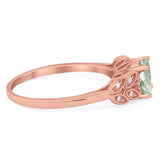 Art Deco Round Natural Stone Leaf Style Ring