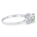 Art Deco Round Natural Stone Leaf Style Ring