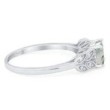 Art Deco Round Natural Stone Leaf Style Ring