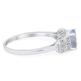 Art Deco Round Natural Stone Leaf Style Ring