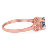 Art Deco Round Natural Stone Leaf Style Ring